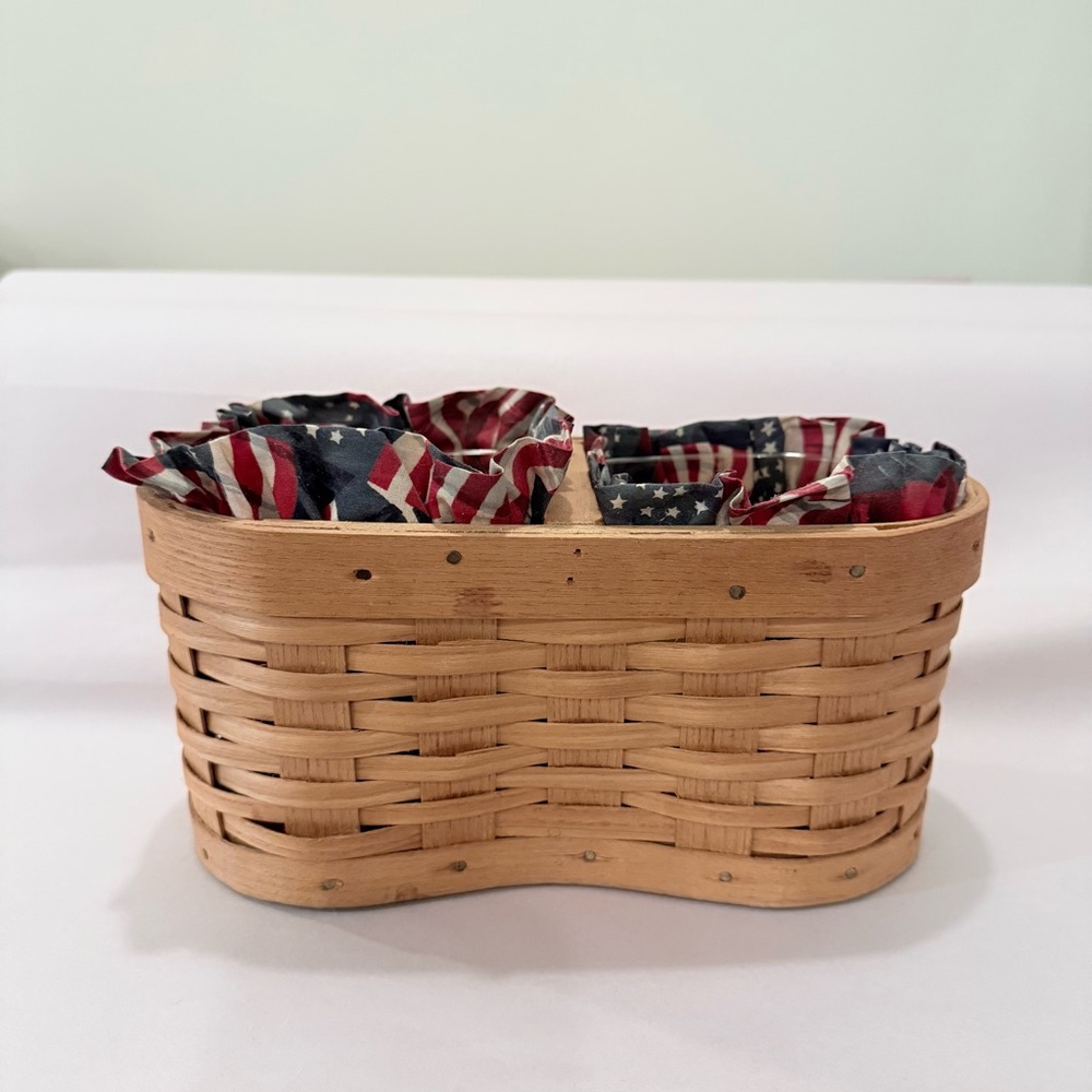Peterboro Basket Co. Divided Silverware Basket with Patriotic Fabric Lining